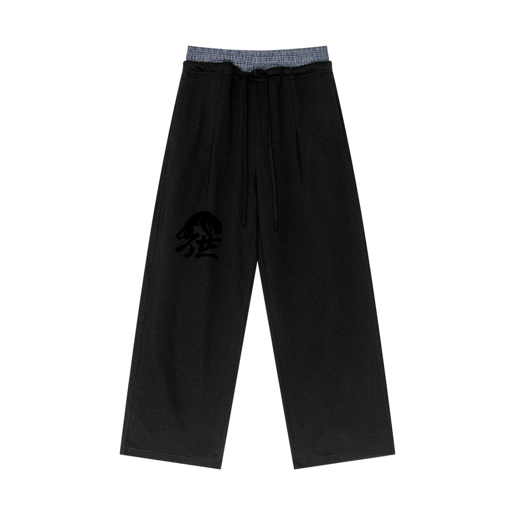 Plaid Contrast Waist Pants