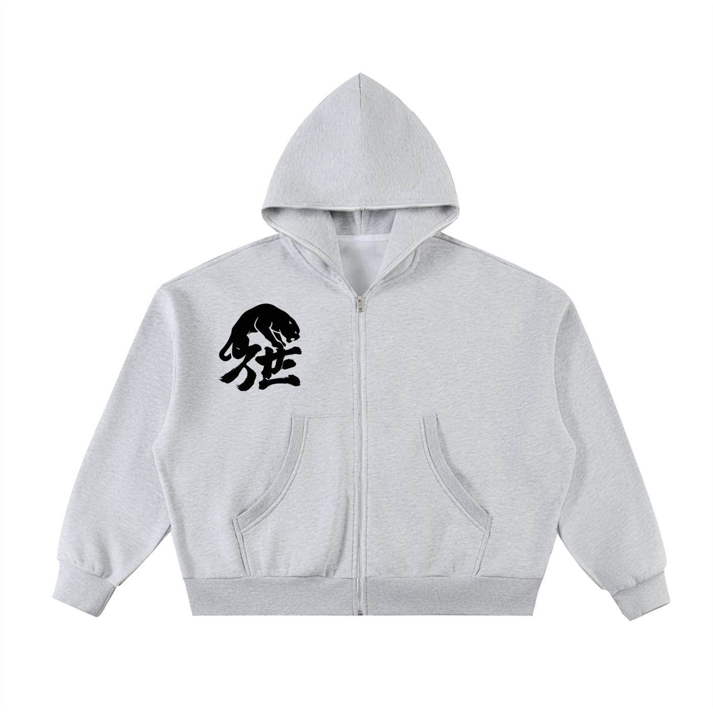 Fleeced Full-Zip Boxy Hoodie